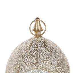Wyld and Coco 33 cm Distressed Gold Openwork Lantern with Glass Tealight Holder - thumbnail 5
