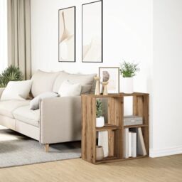 Berkfield Home Room Divider Bookcase Artisan Oak 69.5x29x69.5 cm Engineered Wood in Brown - thumbnail 4