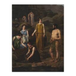 "Artery8 Wilhelm Marstrand Nausicaa Brings Odysseus Clothes Wall Art Print in Green - Size: W12"" x H16""" - thumbnail 1