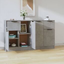 Berkfield Home Sideboards 2 pcs Concrete Grey 60x30x70 cm Engineered Wood - Size: 60 x 30 x 70 cm - thumbnail 3