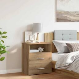 Berkfield Home Bedside Cabinet Artisan Oak 50x32x60cm Engineered Wood in Brown - Size: 50 x 32 x 60 cm - thumbnail 2