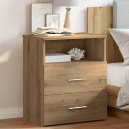 Berkfield Home Bedside Cabinet Artisan Oak 50x32x60cm Engineered Wood in Brown - Size: 50 x 32 x 60 cm - thumbnail 3