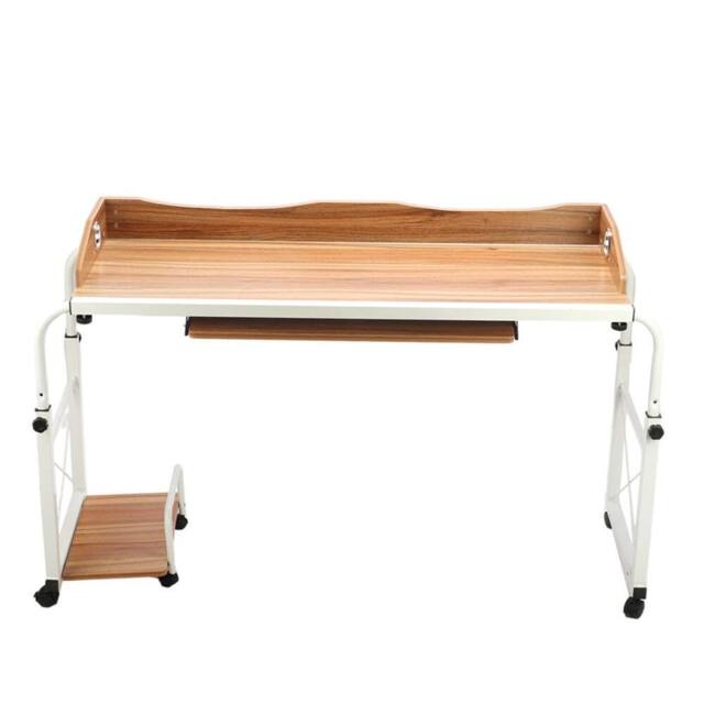 Nordara Overbed Table Height Adjustable Mobile Desk with Laptop Cart & Wheels in Brown - Size: 0.5m x 1m - image 1