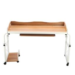 Nordara Overbed Table Height Adjustable Mobile Desk with Laptop Cart & Wheels in Brown - Size: 0.5m x 1m - thumbnail 1