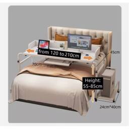 Nordara Overbed Table Height Adjustable Mobile Desk with Laptop Cart & Wheels in Brown - Size: 0.5m x 1m - thumbnail 6