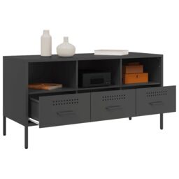 Berkfield Home TV Cabinet Black 100.5x39x50.5 cm Steel - thumbnail 5