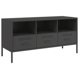 Berkfield Home TV Cabinet Black 100.5x39x50.5 cm Steel - thumbnail 2