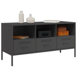 Berkfield Home TV Cabinet Black 100.5x39x50.5 cm Steel - thumbnail 4