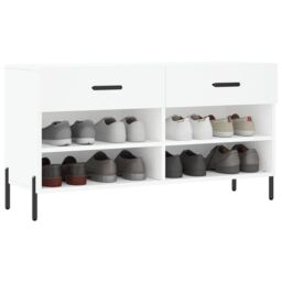 Berkfield Home Shoe Bench White 102x35x55 cm Engineered Wood - Size: 102 x 35 x 55 cm - thumbnail 3