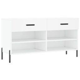 Berkfield Home Shoe Bench White 102x35x55 cm Engineered Wood - Size: 102 x 35 x 55 cm - thumbnail 2