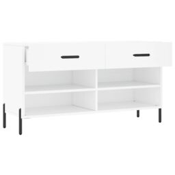 Berkfield Home Shoe Bench White 102x35x55 cm Engineered Wood - Size: 102 x 35 x 55 cm - thumbnail 5