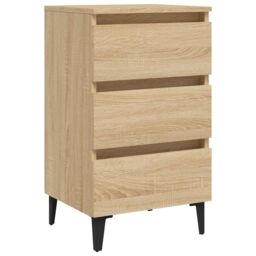 Berkfield Home Bed Cabinet with Metal Legs Sonoma Oak 40x35x69 cm in Brown - Size: 40 x 35 x 69 cm - thumbnail 2