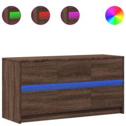 Berkfield Home TV Cabinet with LED Brown Oak 100x34x50 cm Engineered Wood - Size: 100 x 34 x 50 cm - thumbnail 3