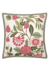 Appletree 'Aurelia' Embroidered Floral Filled Cushion in Green - Size: 43 cm x 43 cm - thumbnail 2