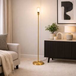 CGC Lighting CGC Lena Brushed Gold Straight Floor Lamp - thumbnail 3