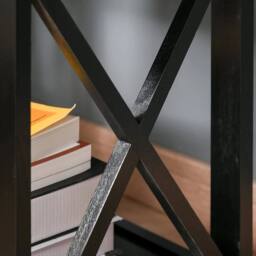 VOGREX Black Wood Side End Table Drawer Storage Nightstand 40cm - thumbnail 3