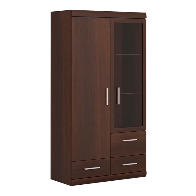 Furniture To Go Imperial 2 Door 3 Drawer Glazed Display Cabinet in Brown - image 1
