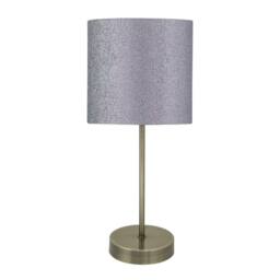 First Choice Lighting Set of 2 Antique Brass Stick Table Lamps with Grey Glitter Shades in Bronze - thumbnail 4