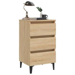 Berkfield Home Sturdy Bed Cabinet with Metal Legs Sonoma Oak 40x35x69 cm in Light Brown - Size: 40 x 35 x 69 cm - thumbnail 4