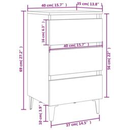 Berkfield Home Sturdy Bed Cabinet with Metal Legs Sonoma Oak 40x35x69 cm in Light Brown - Size: 40 x 35 x 69 cm - thumbnail 9