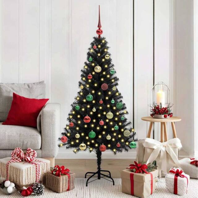 Berkfield Home Christmas Tree with 150 LEDs with Stand Black 150 cm PVC - image 1