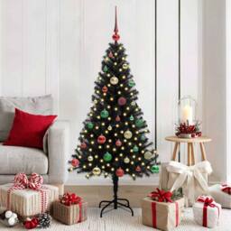 Berkfield Home Christmas Tree with 150 LEDs with Stand Black 150 cm PVC