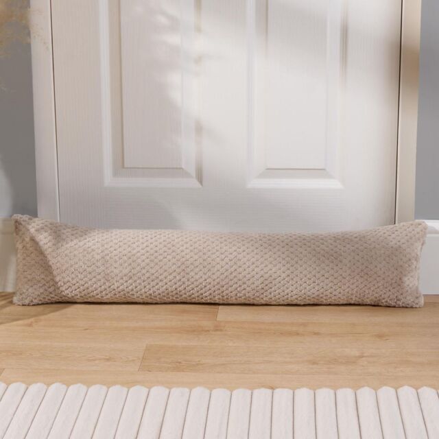 OHS Fabric Door Draught Excluder Weather Seal Waffle Fleece Window Draft Insulation in Light Beige - image 1