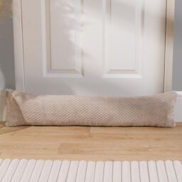 OHS Fabric Door Draught Excluder Weather Seal Waffle Fleece Window Draft Insulation in Light Beige - thumbnail 1