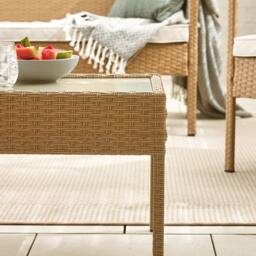 FurnitureboxUK Porto Grey PE Rattan Outdoor Garden 4 Seat Coffee Table & Chairs Set, 2 Chairs 2 Seater Garden Bench in Beige - thumbnail 6