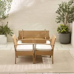 FurnitureboxUK Porto Grey PE Rattan Outdoor Garden 4 Seat Coffee Table & Chairs Set, 2 Chairs 2 Seater Garden Bench in Beige - thumbnail 7