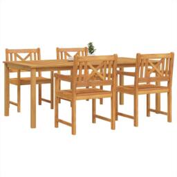 Berkfield Home 5 Piece Garden Dining Set Solid Wood Acacia in Brown - thumbnail 3