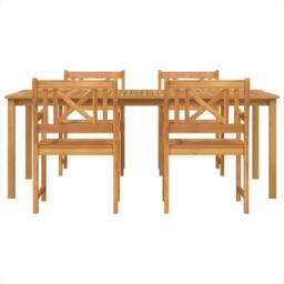 Berkfield Home 5 Piece Garden Dining Set Solid Wood Acacia in Brown - thumbnail 6