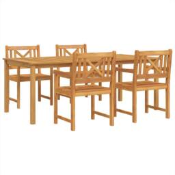 Berkfield Home 5 Piece Garden Dining Set Solid Wood Acacia in Brown - thumbnail 2