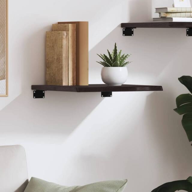 Berkfield Home Wall Shelf Dark Grey 40x40x2 cm Treated Solid Wood Oak in Brown - Size: 40 x 40 x 2 cm - image 1