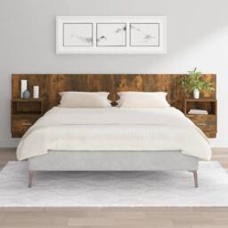 Berkfield Home Classic Bed Headboard with Cabinets Smoked Oak Engineered Wood in Brown - thumbnail 2