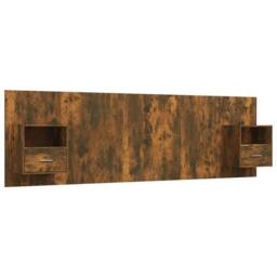 Berkfield Home Classic Bed Headboard with Cabinets Smoked Oak Engineered Wood in Brown - thumbnail 3