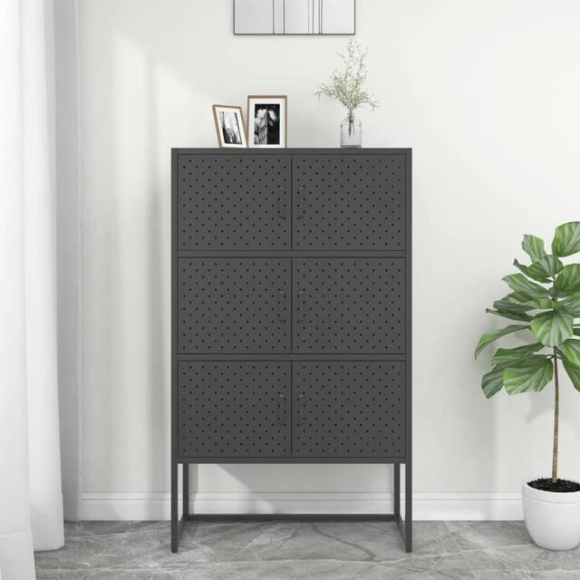 Berkfield Home Highboard Anthracite 80x35x135 cm Steel in Black - Size: 80 x 35 x 135 cm - image 1