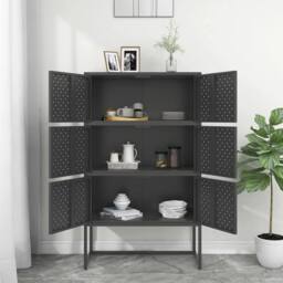 Berkfield Home Highboard Anthracite 80x35x135 cm Steel in Black - Size: 80 x 35 x 135 cm - thumbnail 3