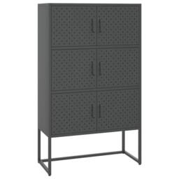 Berkfield Home Highboard Anthracite 80x35x135 cm Steel in Black - Size: 80 x 35 x 135 cm - thumbnail 2