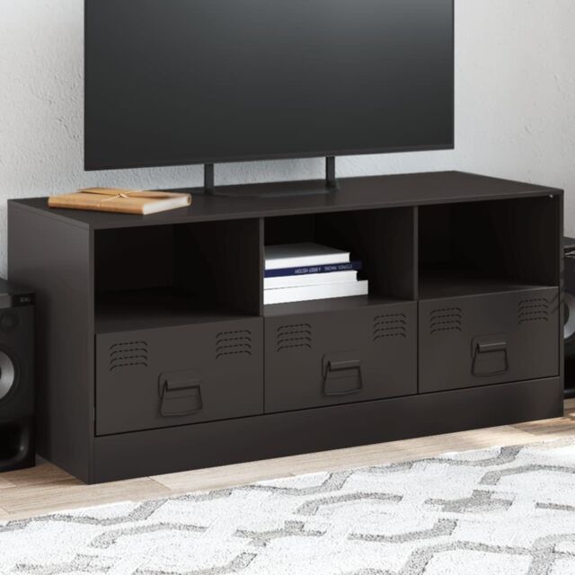 Berkfield Home TV Cabinet Black 99x39x44 cm Steel - Size: 99 x 39 x 44 cm - image 1