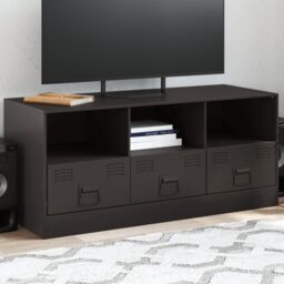 Berkfield Home TV Cabinet Black 99x39x44 cm Steel - Size: 99 x 39 x 44 cm