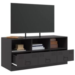 Berkfield Home TV Cabinet Black 99x39x44 cm Steel - Size: 99 x 39 x 44 cm - thumbnail 5