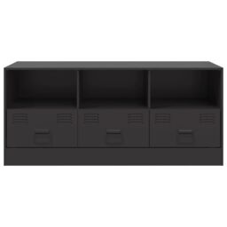 Berkfield Home TV Cabinet Black 99x39x44 cm Steel - Size: 99 x 39 x 44 cm - thumbnail 6