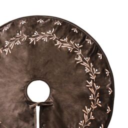 Ivyline Mocha Velvet Mistletoe Tree Skirt D80cm in Brown - thumbnail 4