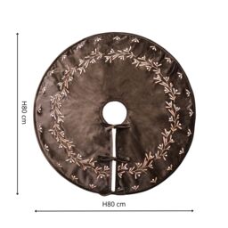 Ivyline Mocha Velvet Mistletoe Tree Skirt D80cm in Brown - thumbnail 5