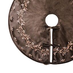 Ivyline Mocha Velvet Mistletoe Tree Skirt D80cm in Brown - thumbnail 3