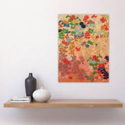 "Artery8 Floral Japanese Fan Pattern G A Audsley Vintage Wall Art Print Poster in Pink - Size: W12"" x H16""" - thumbnail 4