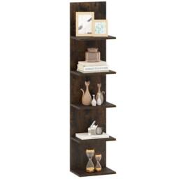 Costway 5-Tier Wall Shelves Wooden Wall-Mounted Organizer for Bedroom in Brown - thumbnail 6