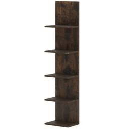 Costway 5-Tier Wall Shelves Wooden Wall-Mounted Organizer for Bedroom in Brown