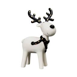 Four Candle Black & White Ceramic Christmas Deer with Gold Detail